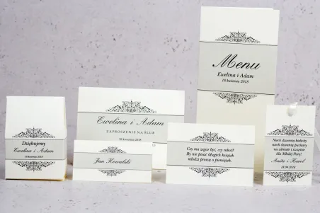 Arte Hochzeitseinladungs-Probierset Nr. 6 - Klassisches Muster mit elegantem Dekor in Ecru-Ausführung
