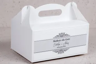 Pudełko na Ciasto Weselne - prostokatne - Klasyczny wzór z eleganckim zdobieniem - Arte nr 3 od Amelia-Wedding.pl