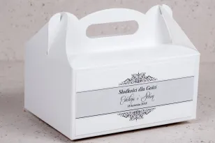 Schachtel für Hochzeitstorte - rechteckig - Klassisches Muster mit eleganter Verzierung - Arte No. 3 von Amelia-Wedding.pl