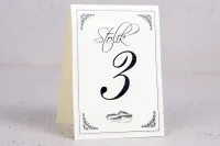 Eleganckie numerki na stół ecru z obrączkami | Arte nr 2