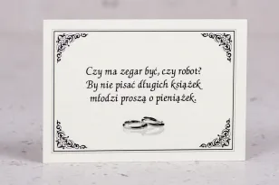 Bilecik Ślubny - Elegancki wzór z delikatną ramką i motywem obrączek - wersja ecru - Arte nr 2 od Amelia-Wedding.pl
