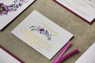 Bilecik prezenty ślubne wesele - Cykade nr 9 ze złoceniem - Delikatne fioletowe kwiaty