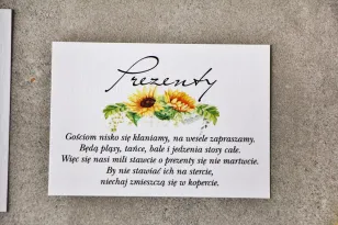 Bilecik do zaproszenia 105 x 74 mm prezenty ślubne wesele - Pistacjowe nr 13 - Letnie słoneczniki z polną trawą