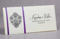 Eleganckie Zaproszenia Ślubne Fioletowe z Cyrkonią | Moreno 4