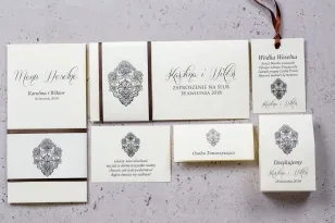 Moreno Hochzeitseinladungs-Probierset Nr. 6 - verpackt in einer perlbraunen Hülle