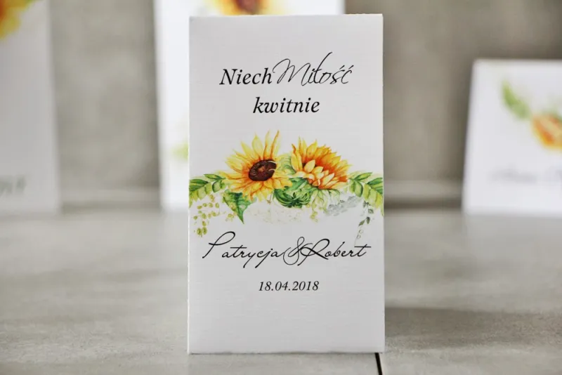 Podziękowania dla Gości weselnych - Nasiona Niezapominajki - Pistacjowe nr 13 - Letnie słoneczniki. Podziękowania dla Gości weselnych - Nasiona Niezapominajki - Pistacjowe nr 13 - Letnie słoneczniki.