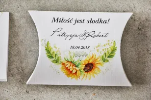 Candy Pillow Box, dank Hochzeitsgästen - Pistazie Nr. 13 - Sommersonnenblumen