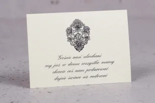 Bilecik do zaproszeń ślubnych z kolekcji Moreno nr 8 - klasyczny wzór z ornamentem