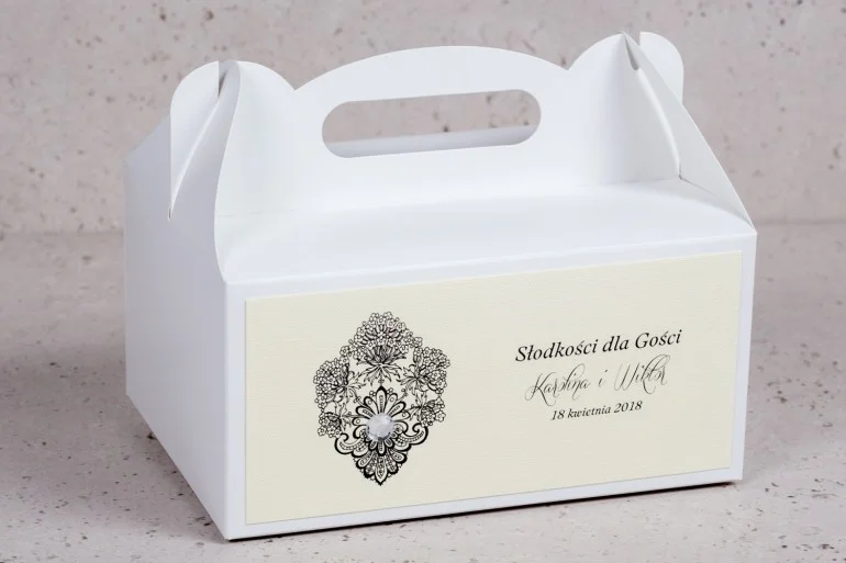 Ślubne pudełko prostokątne na ciasto weselne z kolekcji Moreno nr 1