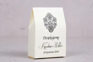 Ślubne pudełeczko na słodkości dla gości weselnych z kolekcji Moreno nr 1