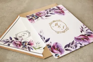 Hochzeitseinladungen mit Vergoldung - Sorento nr 15 - Einladungen mit lila Mohnblumen und Lavendel