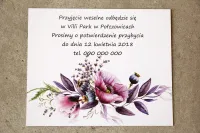 Bilecik do Zaproszenia Ślubnego Fioletowe Maki | Sorento 15