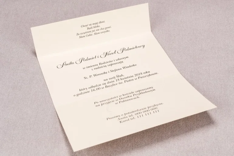 Zaproszenia na Wesele z Wytwornymi Brązowymi Ornamentami i Kokardą | Eleganckie Zaproszenia Ślubne