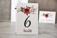 Zimowe Numery na Stół Weselny z Różą | Pistacjowe nr 14