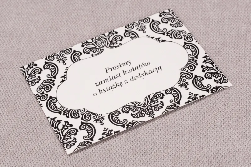 Bilecik do zaproszeń ślubnych Madras nr 1 - kolor czarny