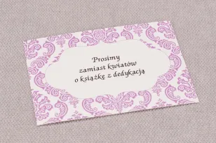 Bilecik do zaproszeń ślubnych Madras nr 4 - kolor różowy