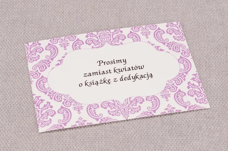 Bilecik do zaproszeń ślubnych Madras nr 4 - kolor różowy