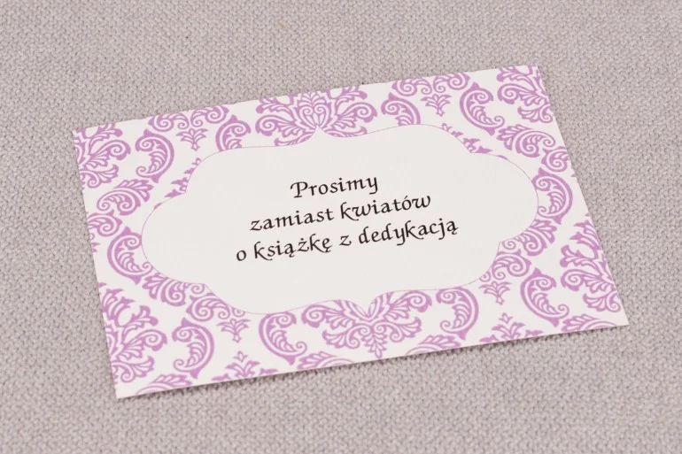 Bilecik do zaproszeń ślubnch z kolekcji Madras nr 4 - kolor różowy