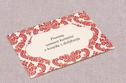 Bilecik do zaproszeń ślubnch z kolekcji Madras nr 5 - kolor czerwony