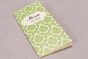 Menu ślubne z kolekcji Madras nr 3 - eleganckie zielone ornamenty
