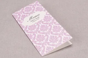 Menu ślubne z kolekcji Madras nr 4 - eleganckie różowe ornamenty