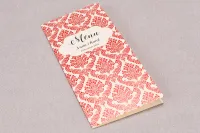 Eleganckie Menu Weselne Czerwone Ornamenty | Madras Nr 5