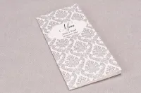 Menu Weselne Szare Ornamenty | Eleganckie Składane Menu na Stół