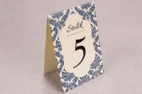 Eleganckie Numery na Stół Chabrowe Ornamenty | Madras nr 2