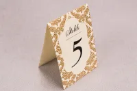 Numery na Stół Weselny Brązowe Ornamenty | Madras nr 7