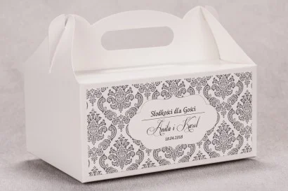 Ślubne pudełko na ciasto weselne prostokątne z kolekcji Madras nr 6
