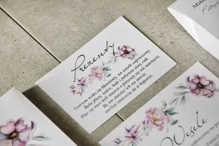 Einladungskarte 105 x 74 mm Hochzeitsgeschenke Hochzeit - Pistazie Nr. 15 - Pastellviolette Blumen