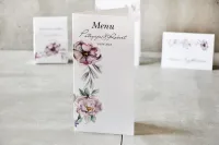 Eleganckie Menu Weselne Kwiatowe Fioletowe | Pistacjowe nr 15