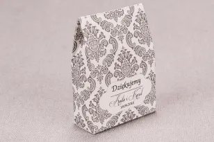 Wedding Sweet Box für Hochzeitsgäste aus der Madras Kollektion Nr. 6 - graue Ornamente