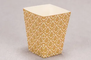 Hochzeitsbox für Popcorn oder andere Süßigkeiten für Hochzeitsgäste aus der Madras Kollektion Nr. 7 - warme braune Ornamente