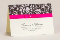 Klasyczne Zaproszenia Ślubne z Koronką i Kokardką | Klaris