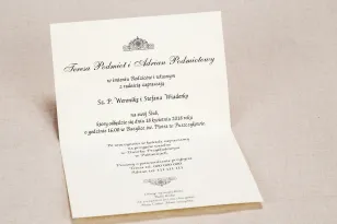 Klasyczne zaproszenia ślubne z brązową koronką i intensywną amarantową kokardką - Wnętrze zaproszenia Klaris nr 2