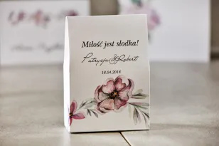 Bonbonschachtel, dank Hochzeitsgästen - Pistazie Nr. 15 - Zarte lila Blüten