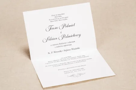 Eleganckie zaproszenia ślubne z koronką w kolorystyce fioletu - wnętrze zaproszenia ślubnego Klaris nr 3