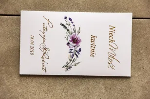 Vergissmeinnicht-Samen, Zikaden mit Vergoldung, lila Wildblumen, dank Hochzeitsgästen