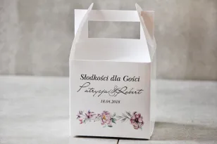 Schachtel für quadratische Torte, Hochzeitstorte - Pistazie Nr. 15 - Zarte pastellviolette Blumen