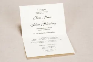 Zaproszenia ślubne z elegancką, brązową koronką z delikatną kokardką - Wnętrze zaproszenia Klaris nr 6
