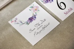 Save The Date Einladungskarte - Pistazie Nr. 15 - Pastelllila Blumen