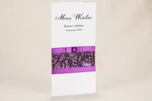 Hochzeitsmenü - Elegantes Muster mit wunderschöner lila Spitze - Klaris No. 3