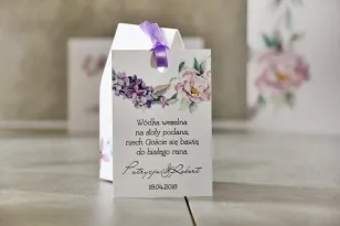 Flaschenanhänger, Hochzeit Wodka, Hochzeit - Pistazie Nr. 15 - Pastellviolette Blumen