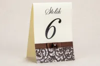 Eleganckie Numerki na Stół Weselny z Koronką | Klaris nr 6