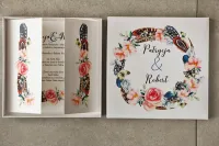 Pistacjowe zaproszenia ślubne w pudełku Boho | Amelia Wedding