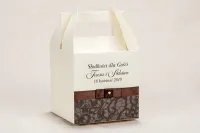 Pudełka na ciasto weselne z brązową koronką | Zamów online