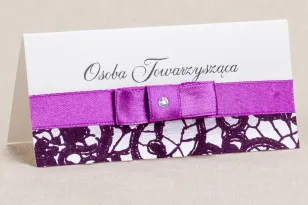 Hochzeitsvignetten, Visitenkarten für den Hochzeitstisch - Elegantes Muster mit schöner lila Spitze