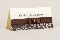 Winietki Ślubne Brązowa Koronka z Tasiemką | Klaris nr 6