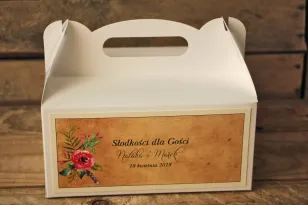 Schachteln (rechteckig) für Hochzeitstorte im rustikalen Stil mit Blumen im Boho-Stil - Karamell Nr. 1